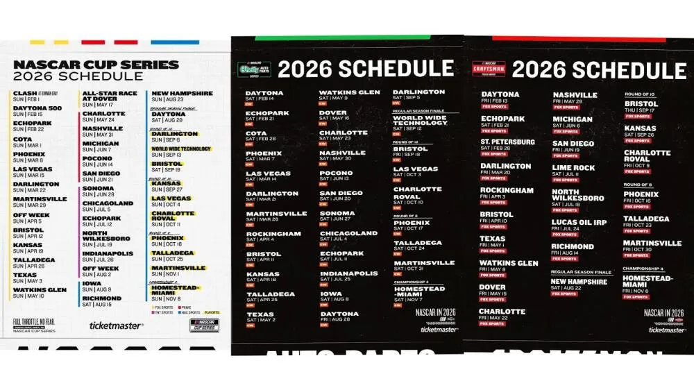 La saison 2026 de NASCAR dévoile un calendrier complet pour les trois séries nationales - Article Nascar sur PitStopInsight